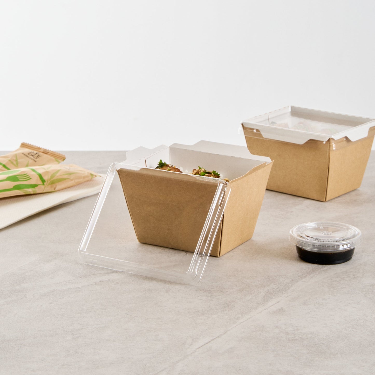 Cafe Vision Rectangle Clear Plastic Lid - Fits Small Click Lock Container - 50 count box