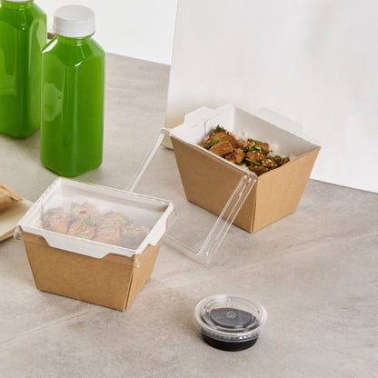 Cafe Vision Rectangle Clear Plastic Lid - Fits Small Click Lock Container - 50 count box