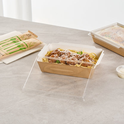 Cafe Vision Rectangle Clear Plastic Lid - Fits Medium Click Lock Container - 50 count box