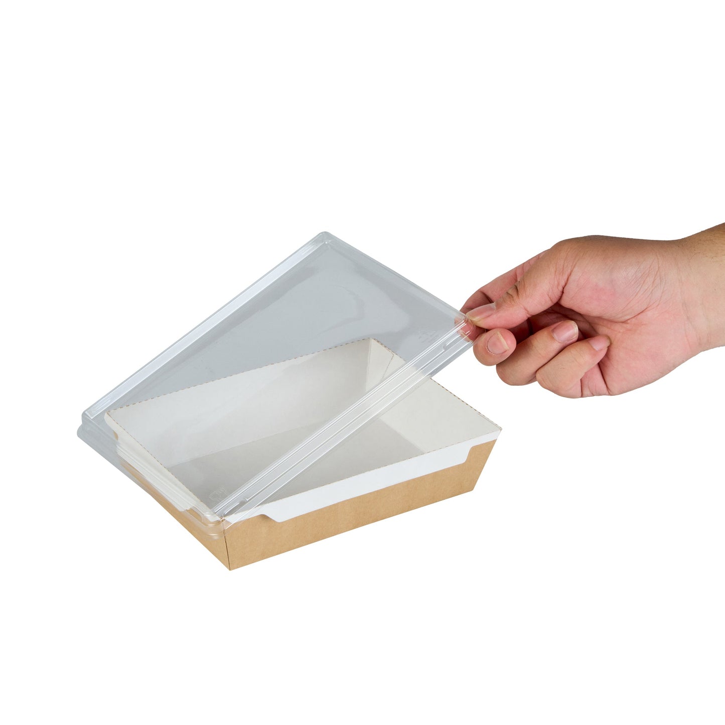 Cafe Vision Rectangle Clear Plastic Lid - Fits Medium Click Lock Container - 50 count box