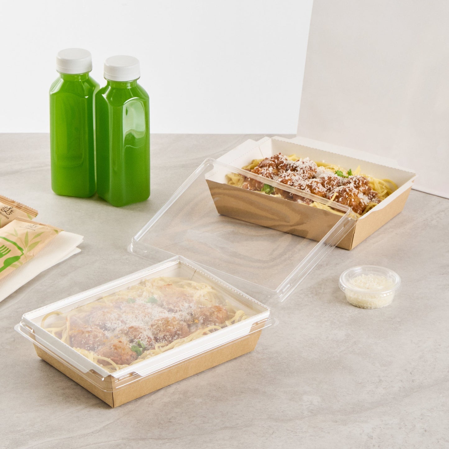 Cafe Vision Rectangle Clear Plastic Lid - Fits Medium Click Lock Container - 50 count box