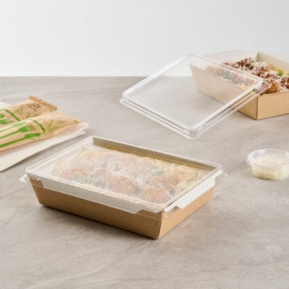 Cafe Vision Rectangle Clear Plastic Lid - Fits Medium Click Lock Container - 200 count box