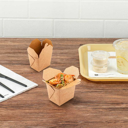 Bio Tek 8 oz Square Kraft Paper Noodle Take Out Container - 2 3/4" x 2 1/4" x 2 1/2" - 25 count box