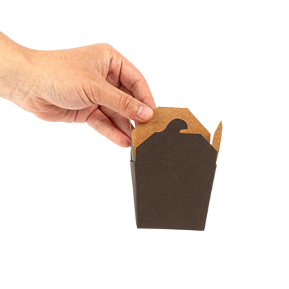 Bio Tek 8 oz Square Black Paper Noodle Take Out Container - 2 3/4" x 2 1/4" x 2 1/2" - 25 count box