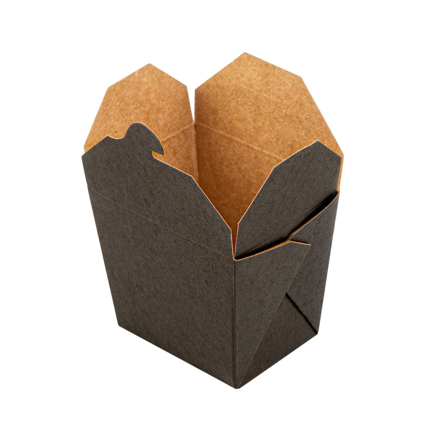 Bio Tek 8 oz Square Black Paper Noodle Take Out Container - 2 3/4" x 2 1/4" x 2 1/2" - 25 count box