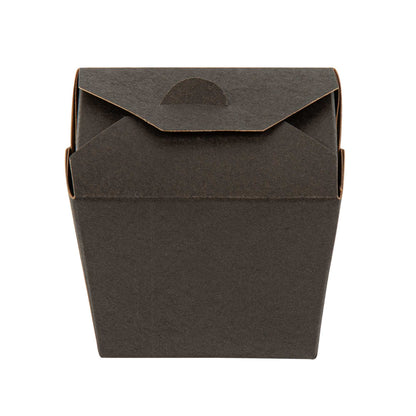 Bio Tek 8 oz Square Black Paper Noodle Take Out Container - 2 3/4" x 2 1/4" x 2 1/2" - 25 count box