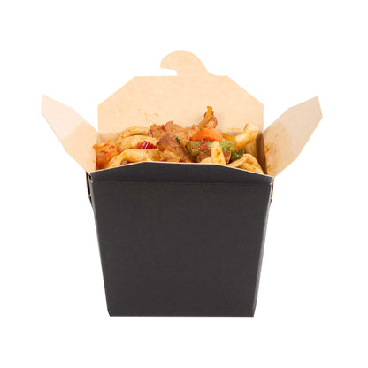 Bio Tek 8 oz Square Black Paper Noodle Take Out Container - 2 3/4" x 2 1/4" x 2 1/2" - 200 count box