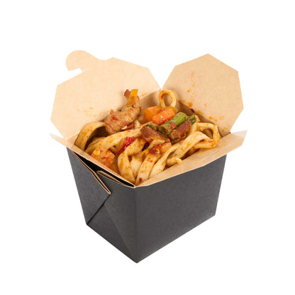 Bio Tek 8 oz Square Black Paper Noodle Take Out Container - 2 3/4" x 2 1/4" x 2 1/2" - 200 count box