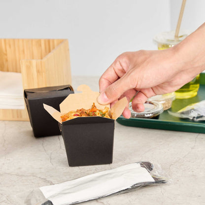 Bio Tek 8 oz Square Black Paper Noodle Take Out Container - 2 3/4" x 2 1/4" x 2 1/2" - 200 count box