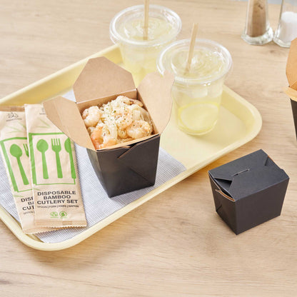 Bio Tek 8 oz Square Black Paper Noodle Take Out Container - 2 3/4" x 2 1/4" x 2 1/2" - 200 count box