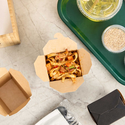 Bio Tek 8 oz Square Black Paper Noodle Take Out Container - 2 3/4" x 2 1/4" x 2 1/2" - 200 count box