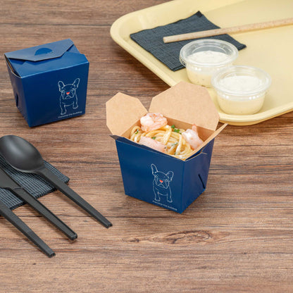 Bio Tek 8 oz Square Frenchie Paper Noodle Take Out Container - 2 3/4" x 2 1/4" x 2 1/2" - 50 count box
