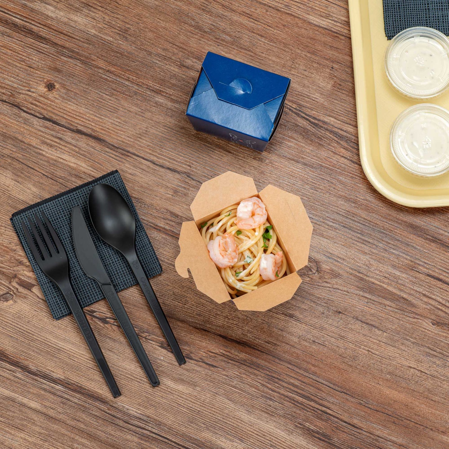 Bio Tek 8 oz Square Frenchie Paper Noodle Take Out Container - 2 3/4" x 2 1/4" x 2 1/2" - 50 count box