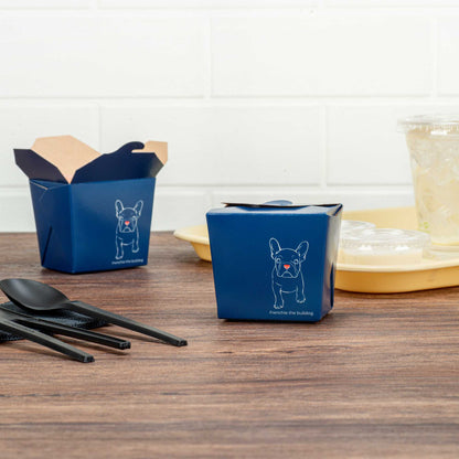 Bio Tek 8 oz Square Frenchie Paper Noodle Take Out Container - 2 3/4" x 2 1/4" x 2 1/2" - 200 count box