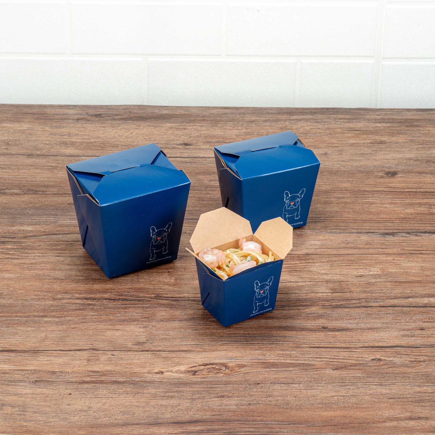 Bio Tek 8 oz Square Frenchie Paper Noodle Take Out Container - 2 3/4" x 2 1/4" x 2 1/2" - 200 count box