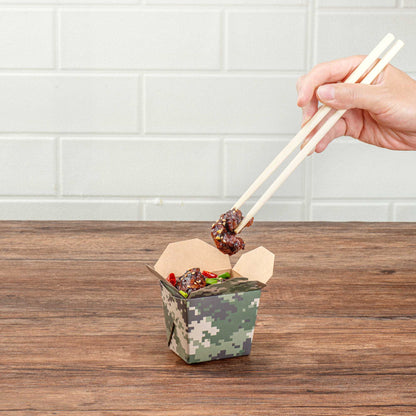 Bio Tek 8 oz Square Camouflage Paper Noodle Take Out Container - 2 3/4" x 2 1/4" x 2 1/2" - 200 count box