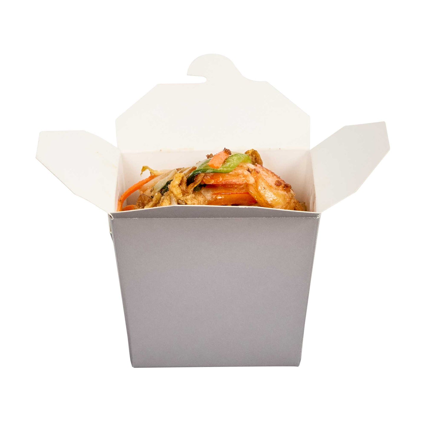 Bio Tek 8 oz Square Gray Paper Noodle Take Out Container - 2 3/4" x 2 1/4" x 2 1/2" - 25 count box