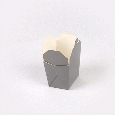 Bio Tek 8 oz Square Gray Paper Noodle Take Out Container - 2 3/4" x 2 1/4" x 2 1/2" - 25 count box