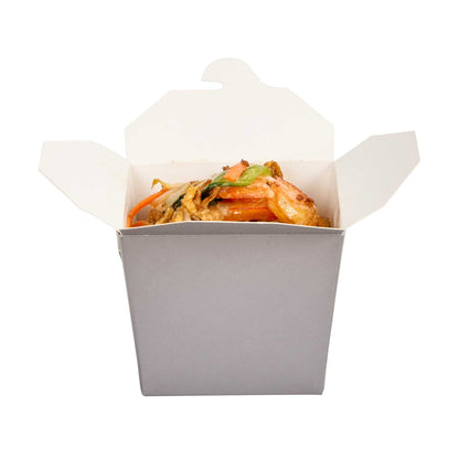 Bio Tek 8 oz Square Gray Paper Noodle Take Out Container - 2 3/4" x 2 1/4" x 2 1/2" - 200 count box