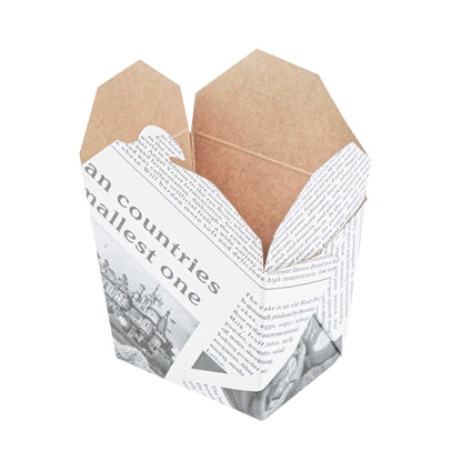 Bio Tek 8 oz Square Newsprint Paper Noodle Take Out Container - 2 3/4" x 2 1/4" x 2 1/2" - 200 count box