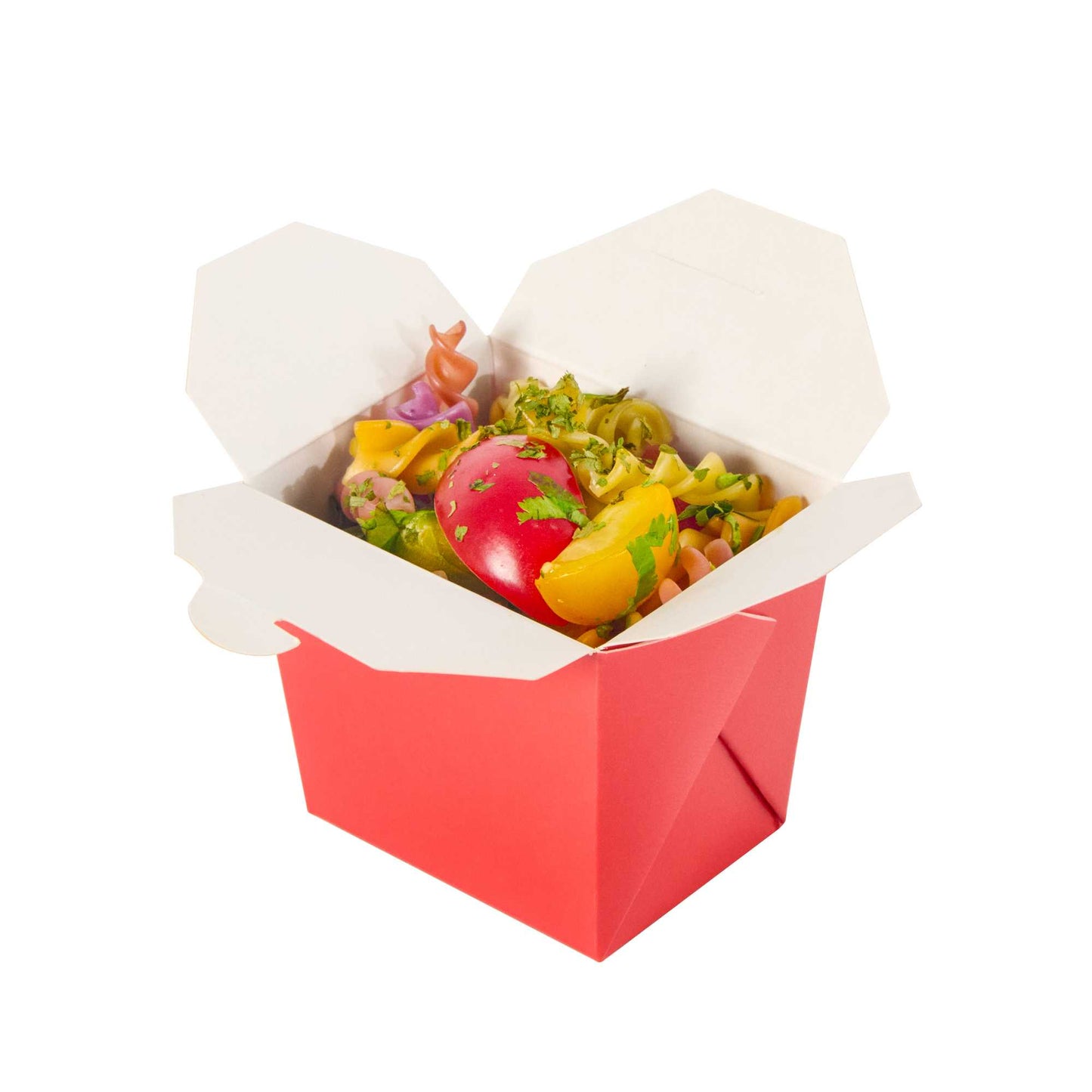 Bio Tek 8 oz Square Red Paper Noodle Take Out Container - 2 3/4" x 2 1/4" x 2 1/2" - 25 count box