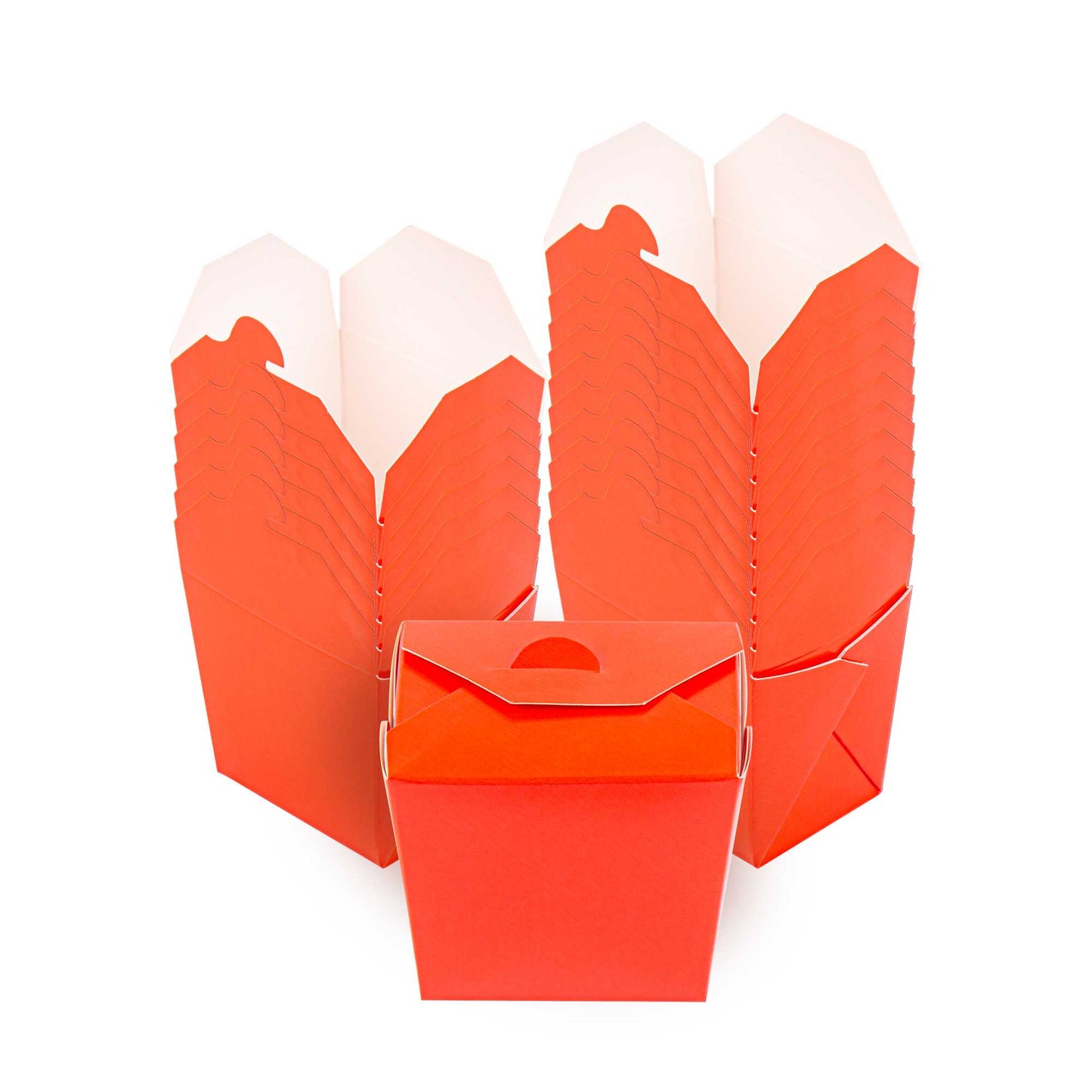 Bio Tek 8 oz Square Red Paper Noodle Take Out Container - 2 3/4" x 2 1/4" x 2 1/2" - 25 count box