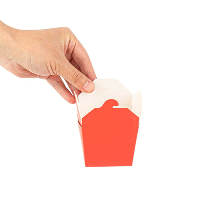 Bio Tek 8 oz Square Red Paper Noodle Take Out Container - 2 3/4" x 2 1/4" x 2 1/2" - 25 count box