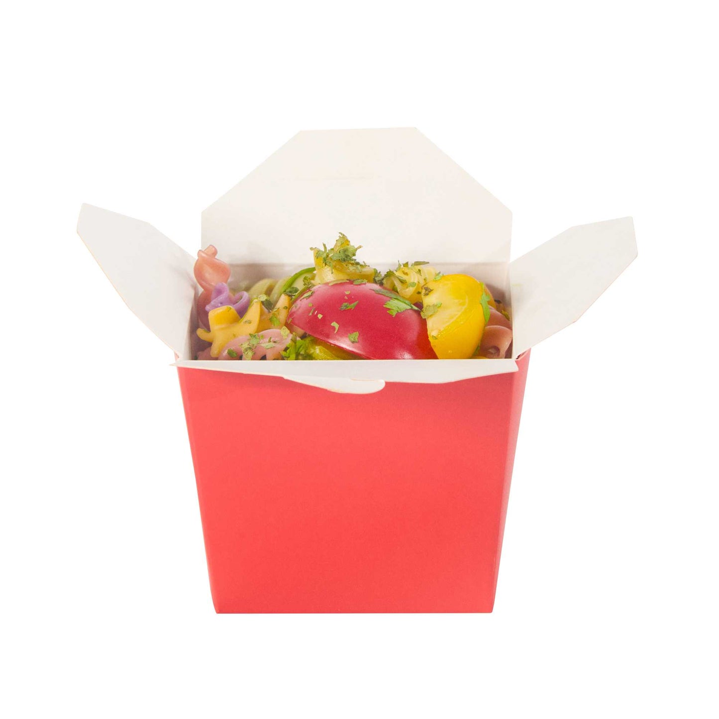 Bio Tek 8 oz Square Red Paper Noodle Take Out Container - 2 3/4" x 2 1/4" x 2 1/2" - 25 count box
