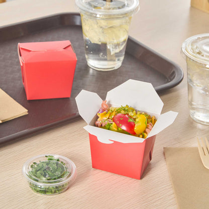 Bio Tek 8 oz Square Red Paper Noodle Take Out Container - 2 3/4" x 2 1/4" x 2 1/2" - 25 count box