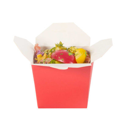 Bio Tek 8 oz Square Red Paper Noodle Take Out Container - 2 3/4" x 2 1/4" x 2 1/2" - 200 count box