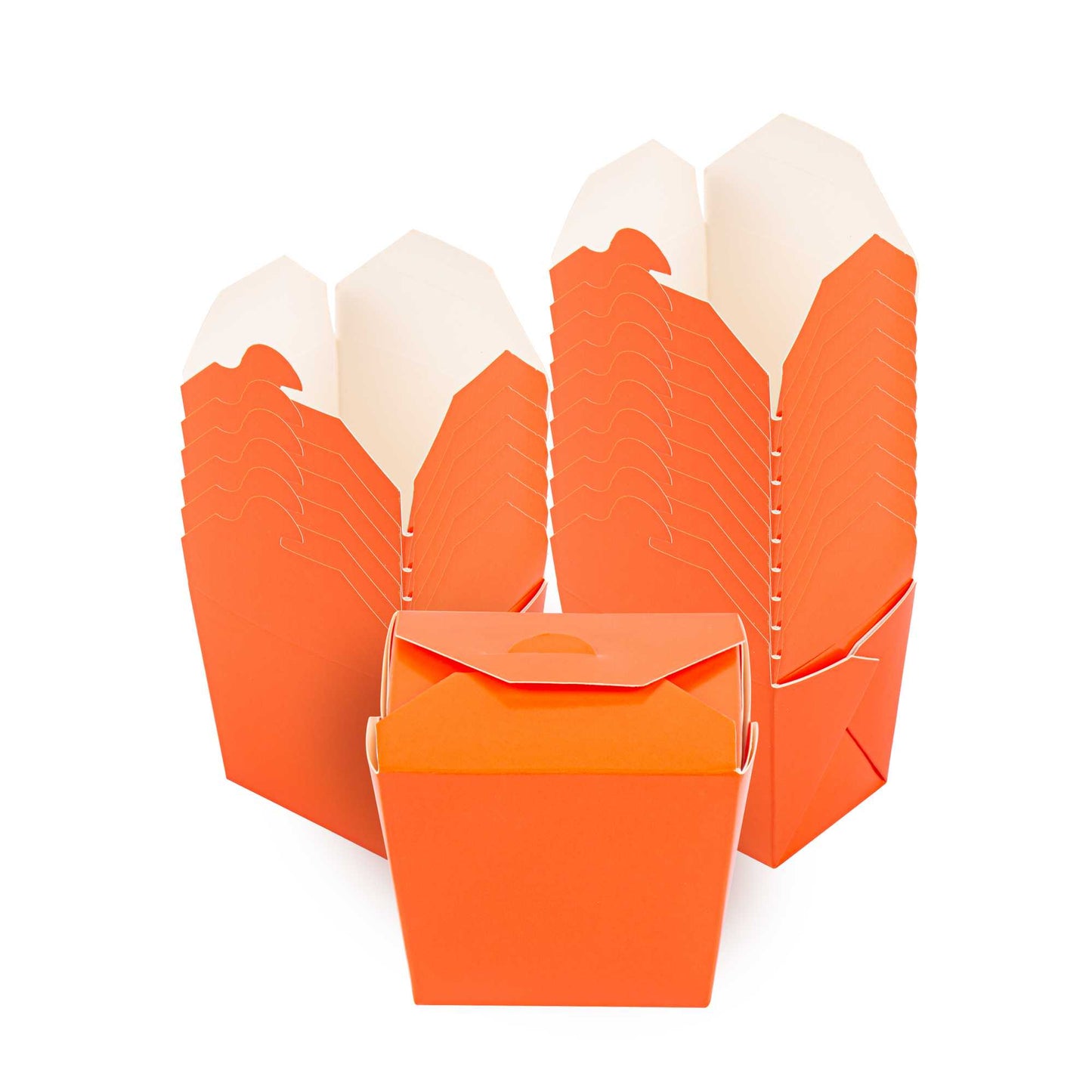 Bio Tek 8 oz Square Tangerine Orange Paper Noodle Take Out Container - 2 3/4" x 2 1/4" x 2 1/2" - 25 count box