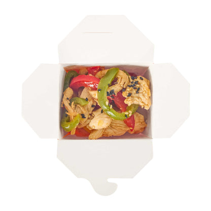 Bio Tek 8 oz Square Tangerine Orange Paper Noodle Take Out Container - 2 3/4" x 2 1/4" x 2 1/2" - 25 count box