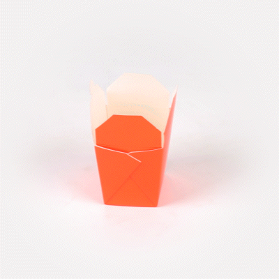 Bio Tek 8 oz Square Tangerine Orange Paper Noodle Take Out Container - 2 3/4" x 2 1/4" x 2 1/2" - 25 count box