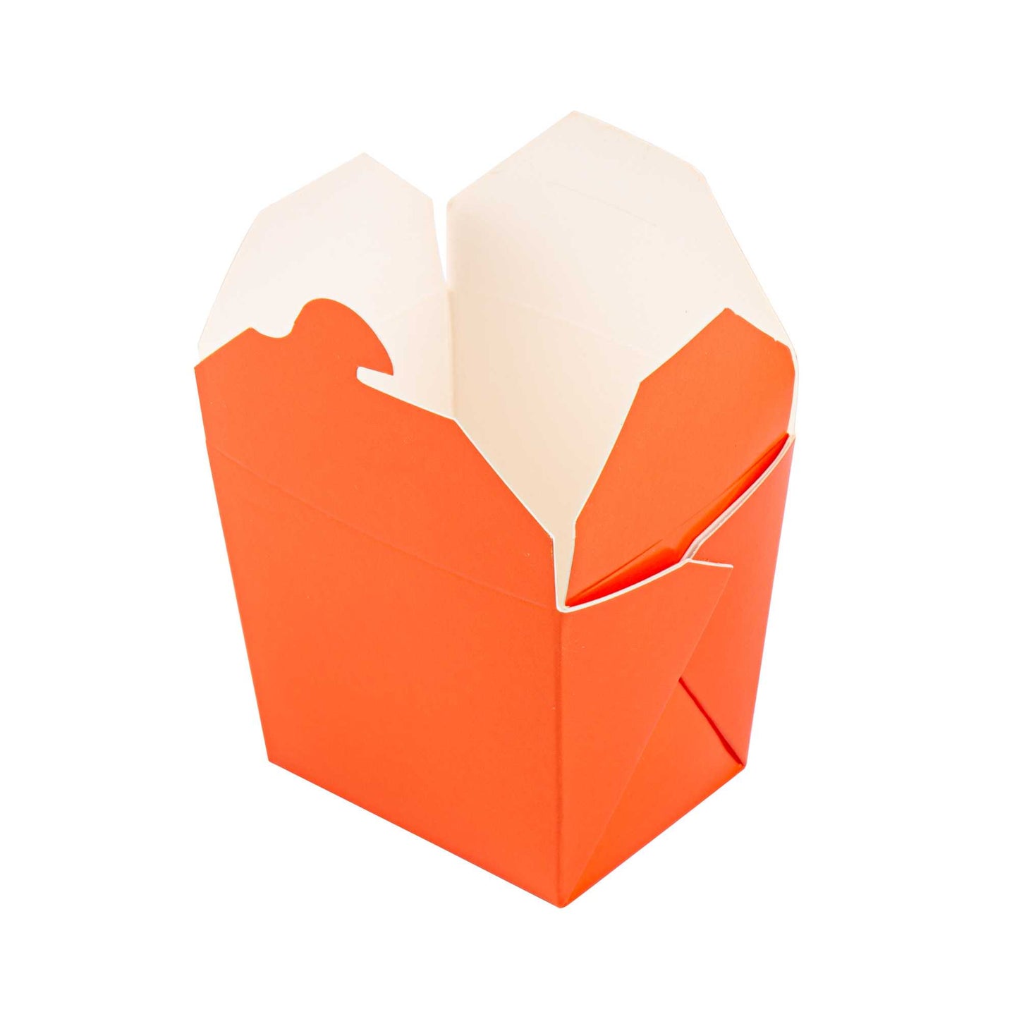 Bio Tek 8 oz Square Tangerine Orange Paper Noodle Take Out Container - 2 3/4" x 2 1/4" x 2 1/2" - 25 count box