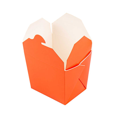 Bio Tek 8 oz Square Tangerine Orange Paper Noodle Take Out Container - 2 3/4" x 2 1/4" x 2 1/2" - 25 count box