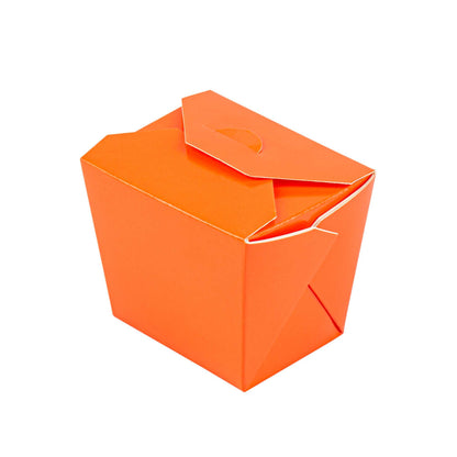 Bio Tek 8 oz Square Tangerine Orange Paper Noodle Take Out Container - 2 3/4" x 2 1/4" x 2 1/2" - 25 count box