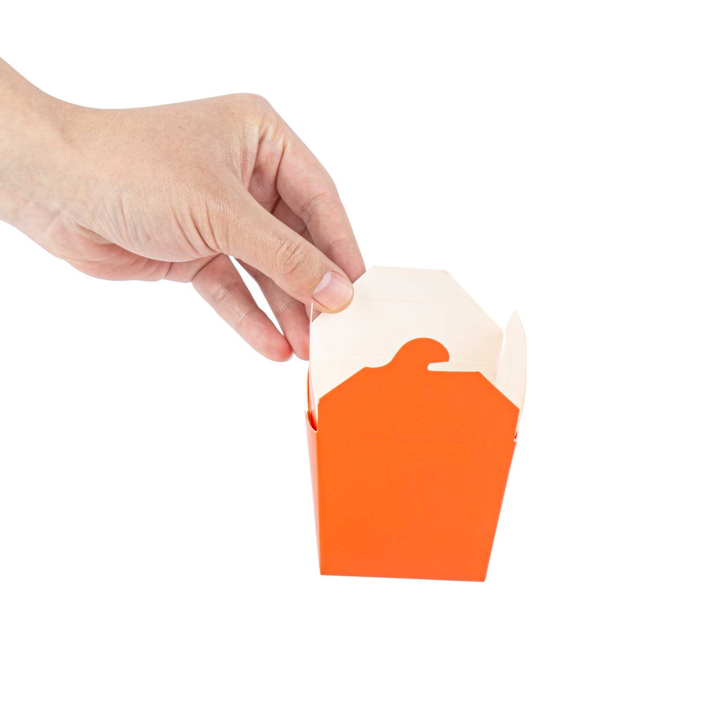 Bio Tek 8 oz Square Tangerine Orange Paper Noodle Take Out Container - 2 3/4" x 2 1/4" x 2 1/2" - 200 count box