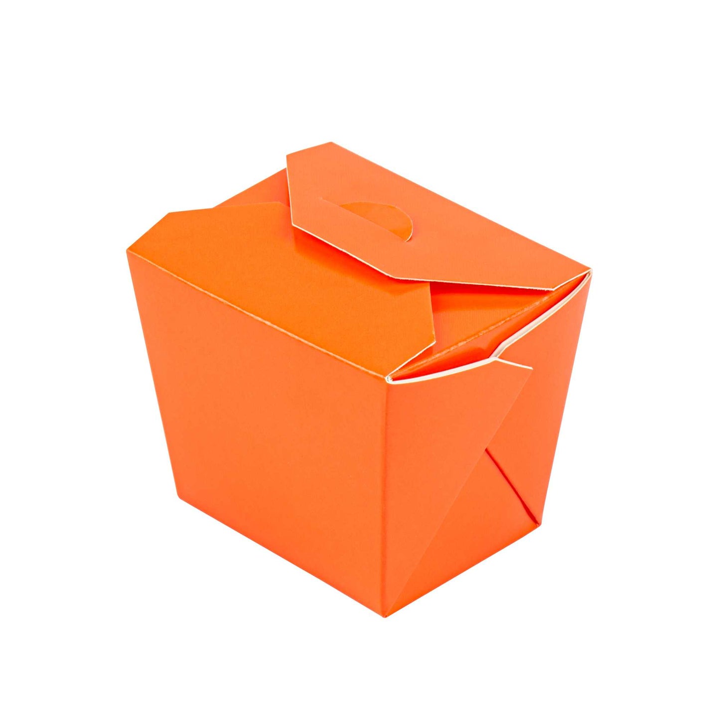 Bio Tek 8 oz Square Tangerine Orange Paper Noodle Take Out Container - 2 3/4" x 2 1/4" x 2 1/2" - 200 count box