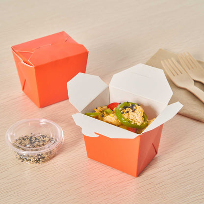Bio Tek 8 oz Square Tangerine Orange Paper Noodle Take Out Container - 2 3/4" x 2 1/4" x 2 1/2" - 200 count box