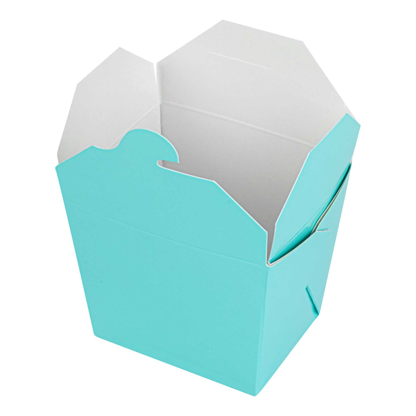 Bio Tek 8 oz Square Turquoise Paper Noodle Take Out Container - 2 3/4" x 2 1/4" x 2 1/2" - 50 count box