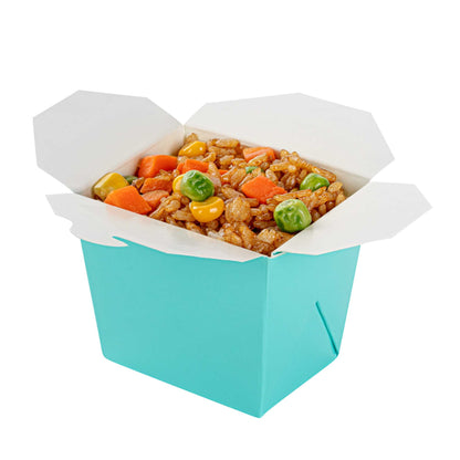 Bio Tek 8 oz Square Turquoise Paper Noodle Take Out Container - 2 3/4" x 2 1/4" x 2 1/2" - 200 count box