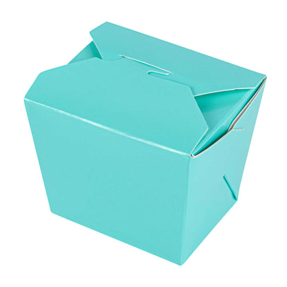 Bio Tek 8 oz Square Turquoise Paper Noodle Take Out Container - 2 3/4" x 2 1/4" x 2 1/2" - 200 count box
