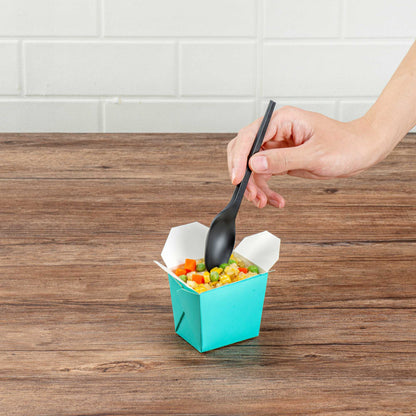 Bio Tek 8 oz Square Turquoise Paper Noodle Take Out Container - 2 3/4" x 2 1/4" x 2 1/2" - 200 count box