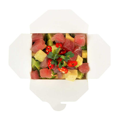 Bio Tek 8 oz Square White Paper Noodle Take Out Container - 2 3/4" x 2 1/4" x 2 1/2" - 25 count box