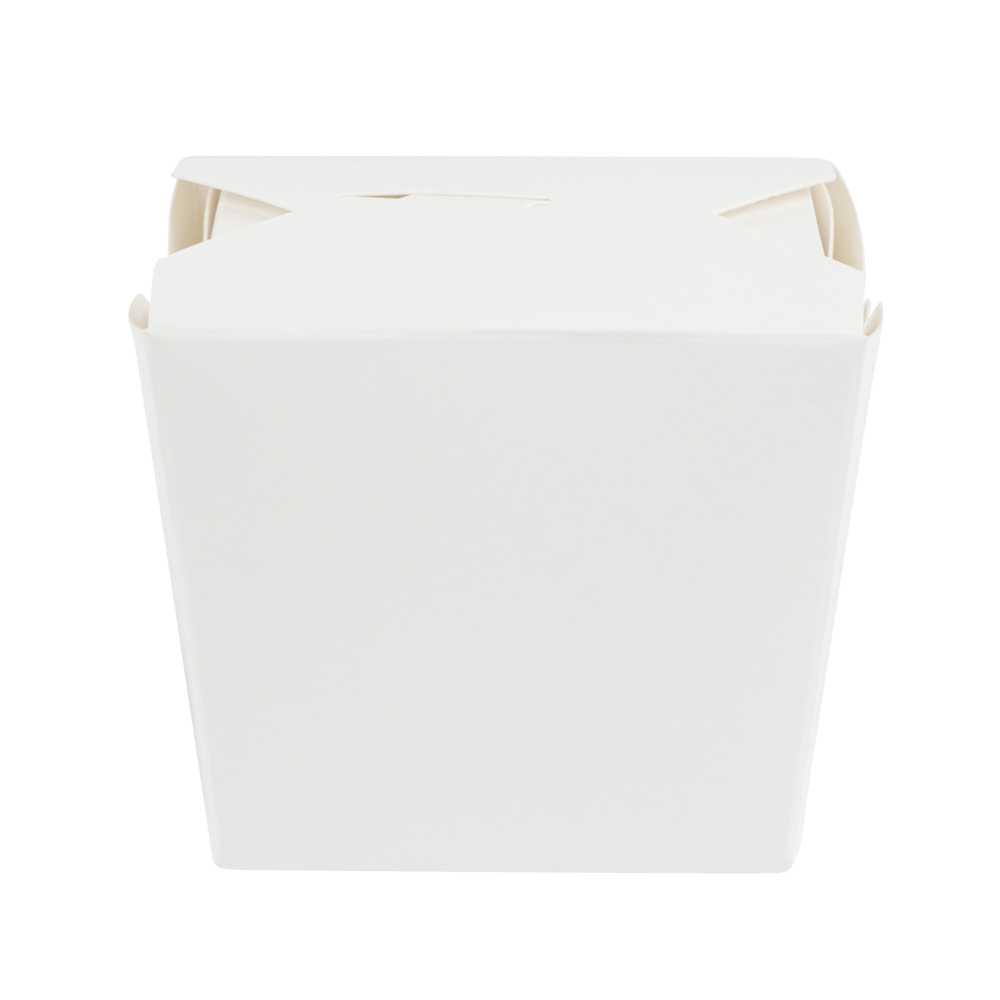 Bio Tek 8 oz Square White Paper Noodle Take Out Container - 2 3/4" x 2 1/4" x 2 1/2" - 25 count box