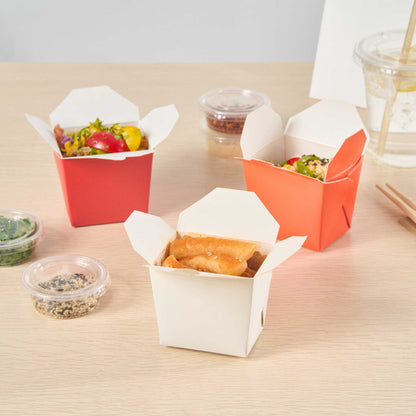 Bio Tek 8 oz Square White Paper Noodle Take Out Container - 2 3/4" x 2 1/4" x 2 1/2" - 25 count box