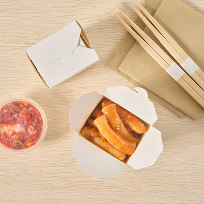 Bio Tek 8 oz Square White Paper Noodle Take Out Container - 2 3/4" x 2 1/4" x 2 1/2" - 25 count box