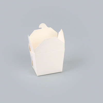 Bio Tek 8 oz Square White Paper Noodle Take Out Container - 2 3/4" x 2 1/4" x 2 1/2" - 200 count box