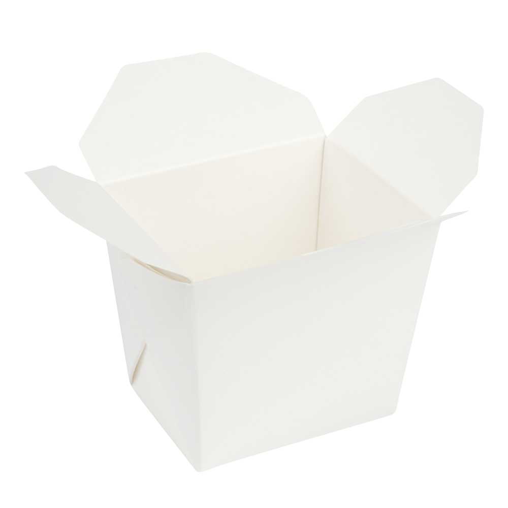 Bio Tek 8 oz Square White Paper Noodle Take Out Container - 2 3/4" x 2 1/4" x 2 1/2" - 200 count box