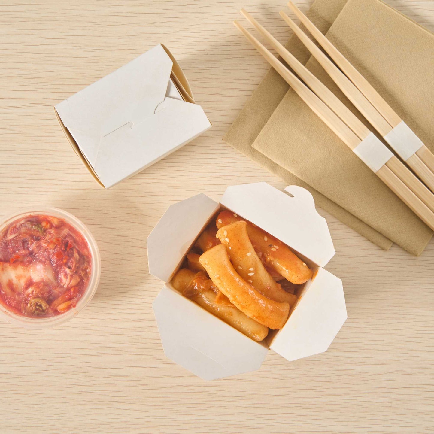 Bio Tek 8 oz Square White Paper Noodle Take Out Container - 2 3/4" x 2 1/4" x 2 1/2" - 200 count box